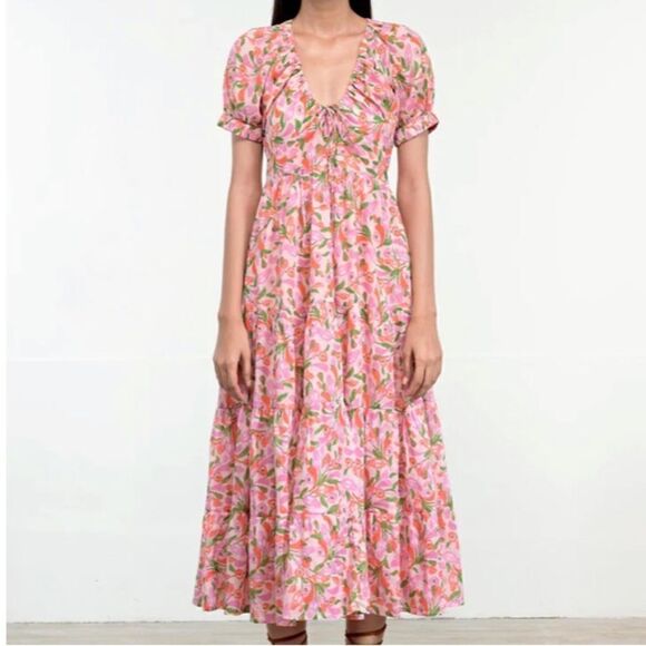 Banjanan Dresses & Skirts - Banjanan Norma Mini Bloom Rose Midi Dress in Size Small